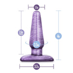 Blush B Yours Cosmic Swirl 4.25" Anal Plug - Beginners Butt Plug W/Wide Base, Soft Flexible Tapered Narrow Neck Bum Plug - Anal Novices Women Men Couples Lovers Gentle Play Adult Sex Toy - Purple