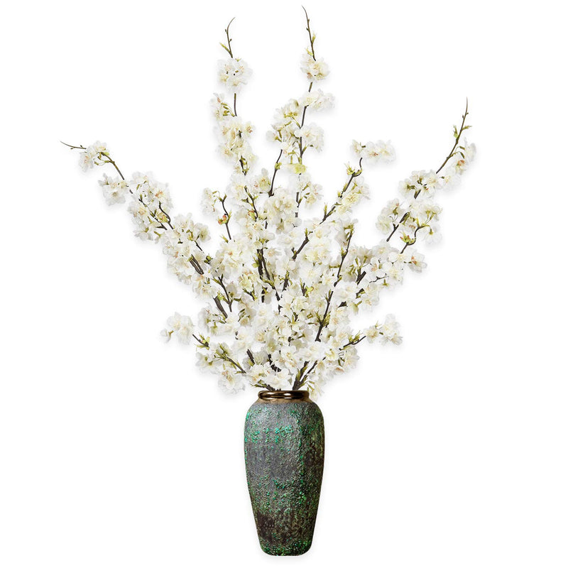 Shiny Flower 4Pcs Artificial Cherry Blossom Flowers, Silk Peach Flowers Arrang