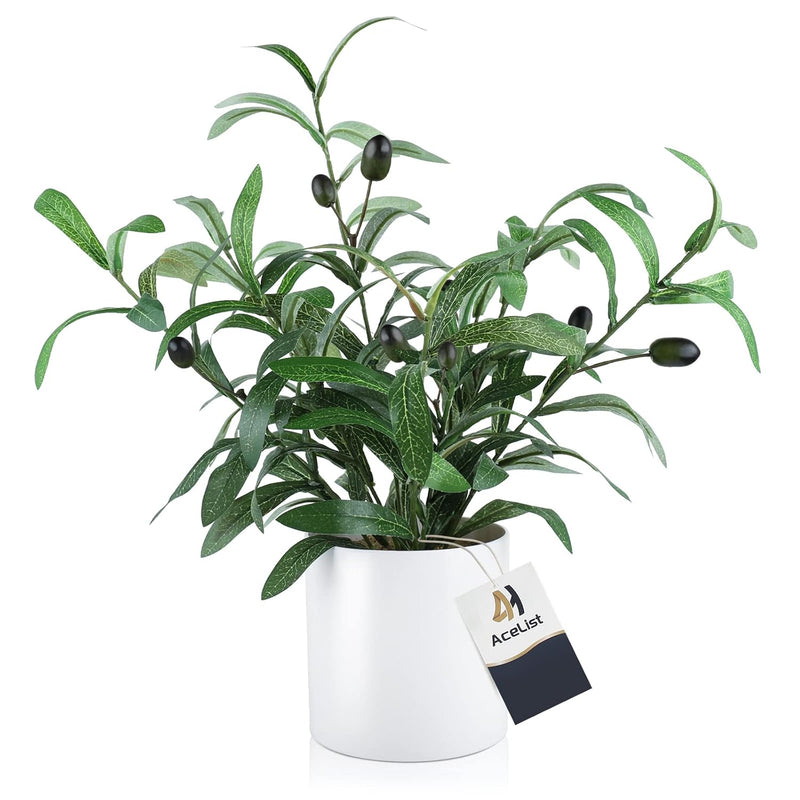 Artificial Mini Olive Tree, 16.5 Inch Nearly Natural Fake Tree Potted Plants,
