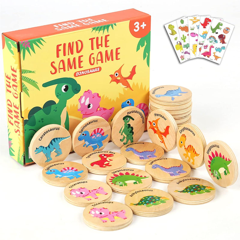 Wooden Match Memory Game For Kids, 24Pc Memory Matching Cards With 5Pc Tatt