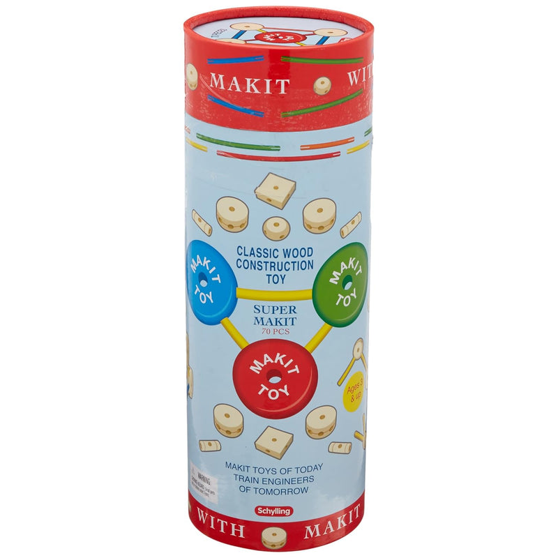 Schylling MKT Super Makit Classic Wood Construction Toy, 3+ years, 70-Piece