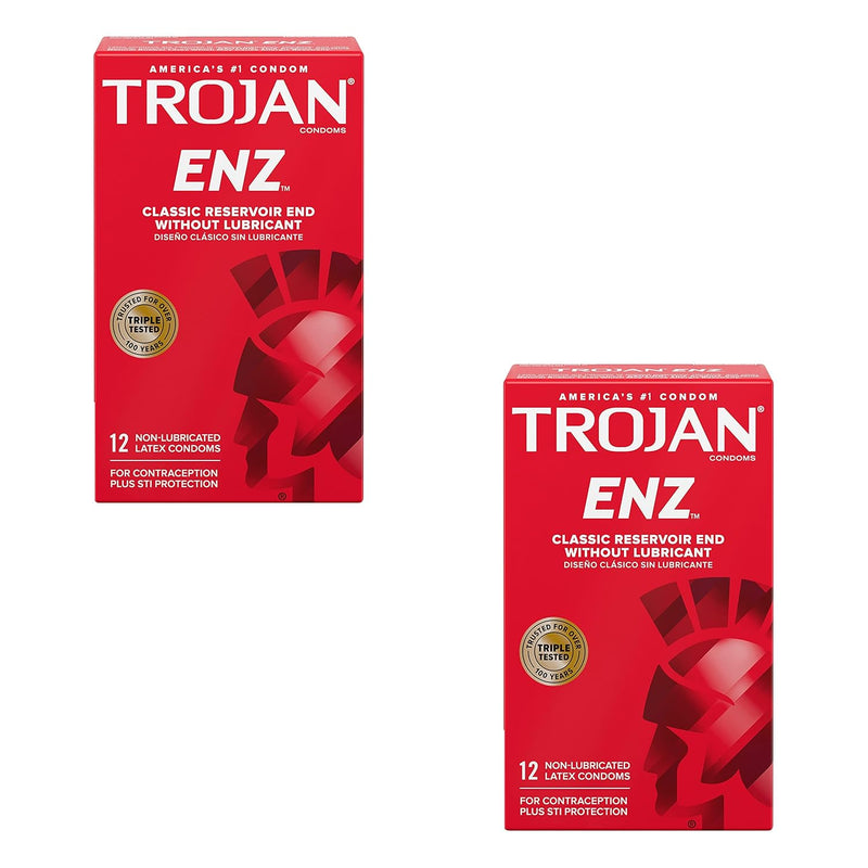 Enz Non-Lubricated Condoms, 12 Count (Pack Of 2)
