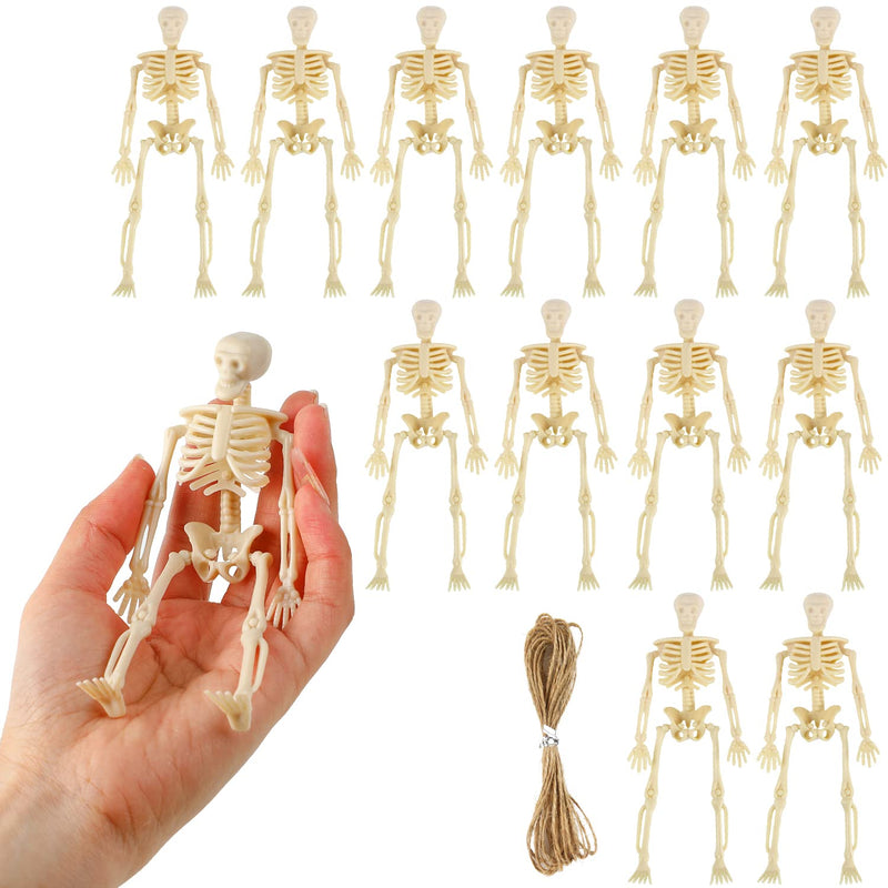 Mini Skeleton Figurines, 12Pcs 6 Inch Small Skeletons Halloween Decorations Fo