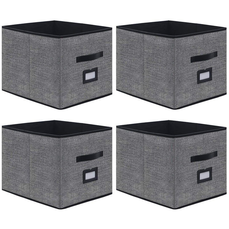 Extra Large Foldable Cloth Storage Cubes 4 Pack With Label Holders - Fabric Stor