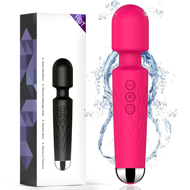 Mini Wand Vibrator, Sex Vibrator Wand Strong Vibrator With Waterproof Sex Toys & 20 Patterns & 8 Intensity, Wand Massager For Her Pleasure, Womens Sexual Pleasure Devices, Female Vibrator (Rose Red)
