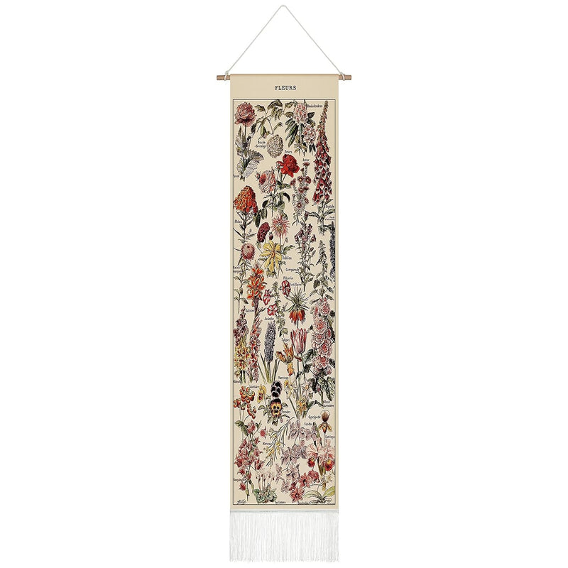 Vintage Flower Tapestry 52 X 13 Inch,Long Tapestry Vertical Wall Hanging Refer