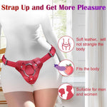 Strap On Dildo Harness Adult Sex Toys For Women Men Pegging Dildo, Adjustable Waist And Thigh Soft Nylon Vegan Leather Belt With 2 Size Metal O-Rings For Lesbian Gay Couple Vaginal Anal Play (Red)