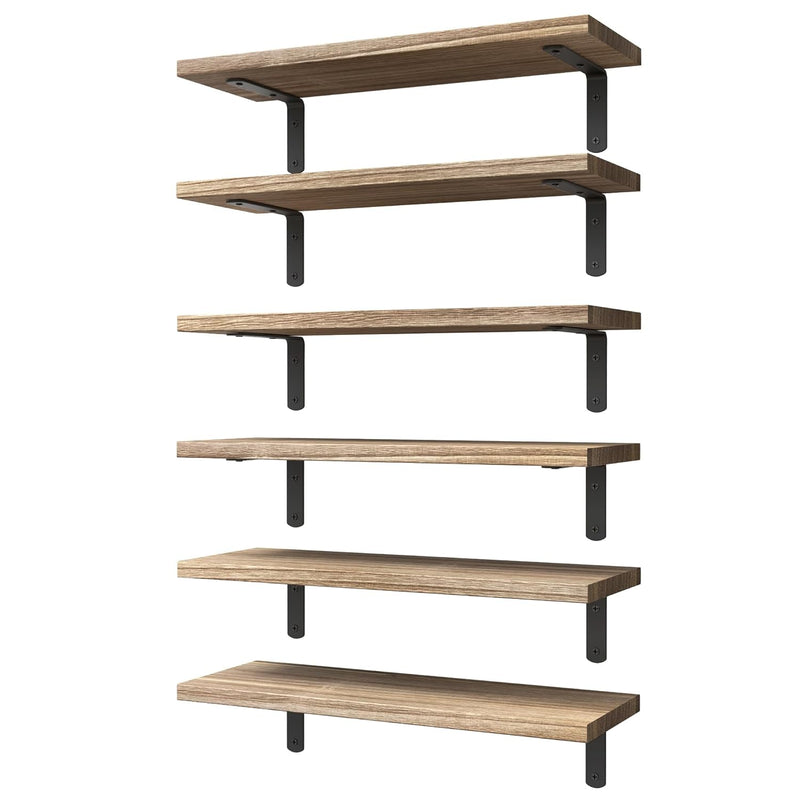 Wood Floating Shelves Set Of 6, Shelves For Wall Decor, Farmhouse Shelf For Be