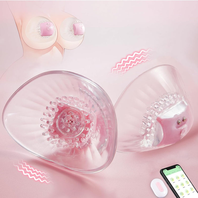 Nipple Cover Vibrating Nipple Stimulator For Public Nipple Pleasure, 10 Vibrating Modes Wireless Nipple Clamping Vibrator With App Remote Control, Nipple Sex Toy Women Breast Massager For Couples