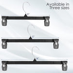 25 Pack Heavy Duty Plastic Bottoms Hangers with Ridged Pinch Clips Pants Hangers, 12 Inch, Black