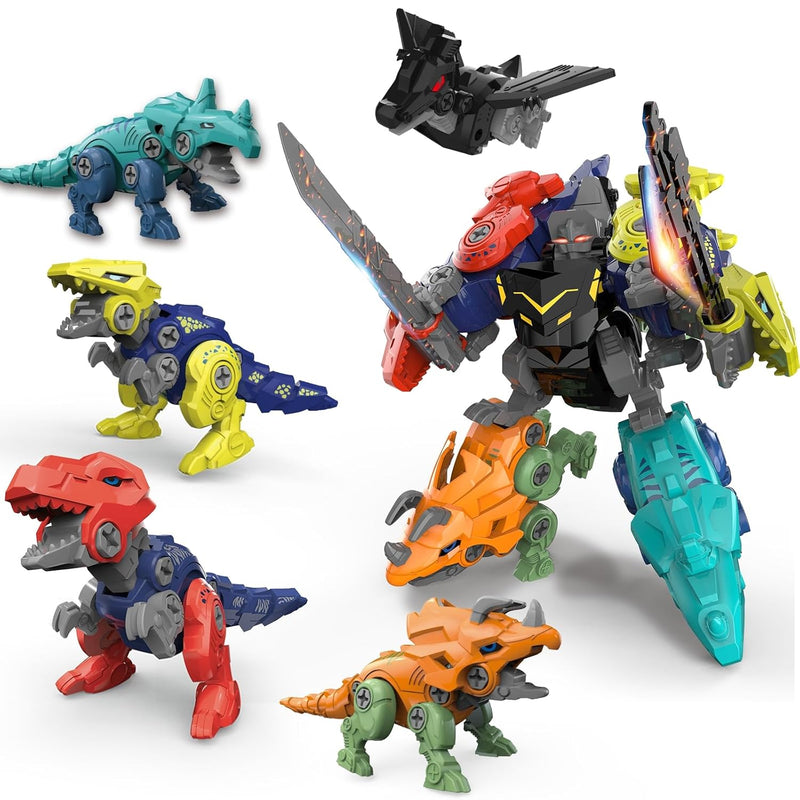 Dinosaur Transformers Robot 5 In 1 Take Apart Toys Set For Boy Kid Age 3 4