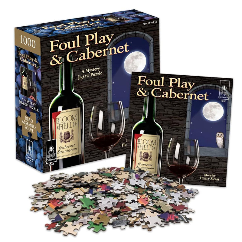 Bepuzzled Classic Mystery Jigsaw Puzzle Foul Play & Cabernet, Red