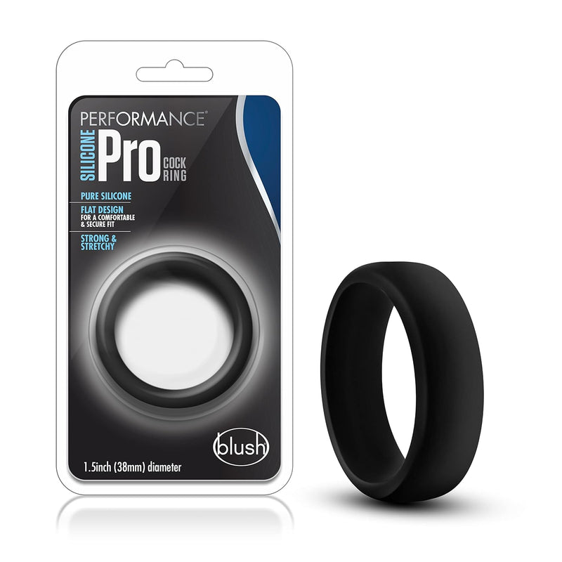 Blush Performance Puria Pro Silicone Cock Ring - 1.5" Wide Penis Ring - Enhances Girth & Hard Erections - Ultrasilk Smooth Stretchy, No Pinch Design - Play Hard Adult Sex Toy For Men & Couples - Black