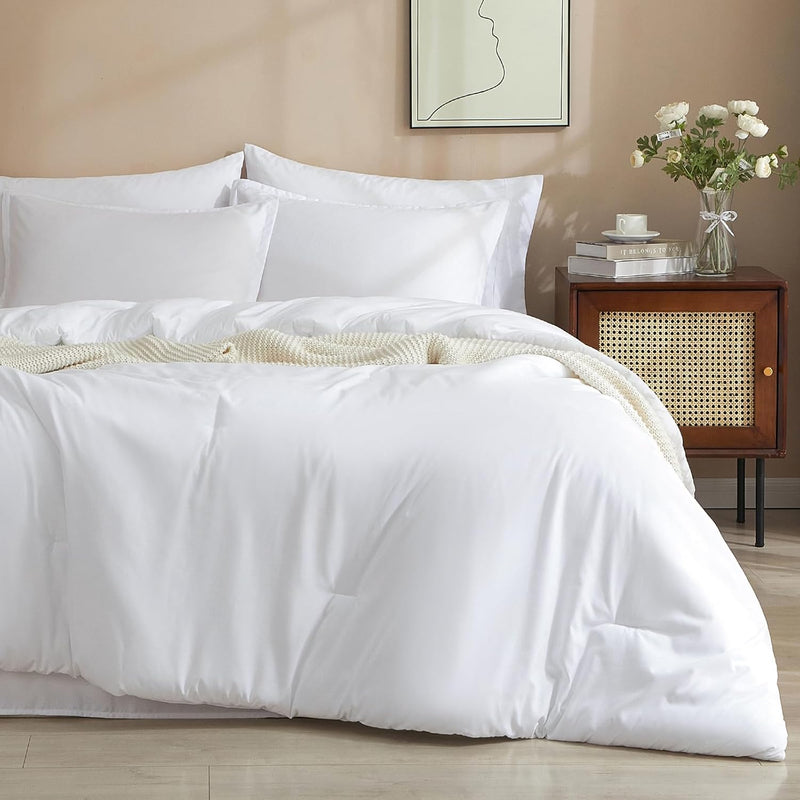 7 Pieces Queen Comforter Set, Bed In A Bag Comforter & 16" Sheet Set All Seaso