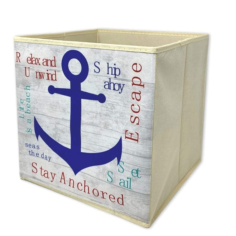 Nautical Anchor Collapsible Storage Box - Beach Themed - Organizer Folding Conta