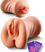 3-in-1 Male Masturbator with Oral, Vaginal & Anal Openings, 7.1-Inch Textured Sleeve