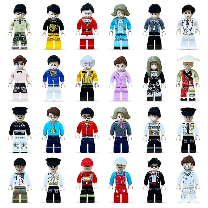 Minifigures Stuffer, 24Pcs Minifigures Building Bricks, Mini Figure Toy, Mi