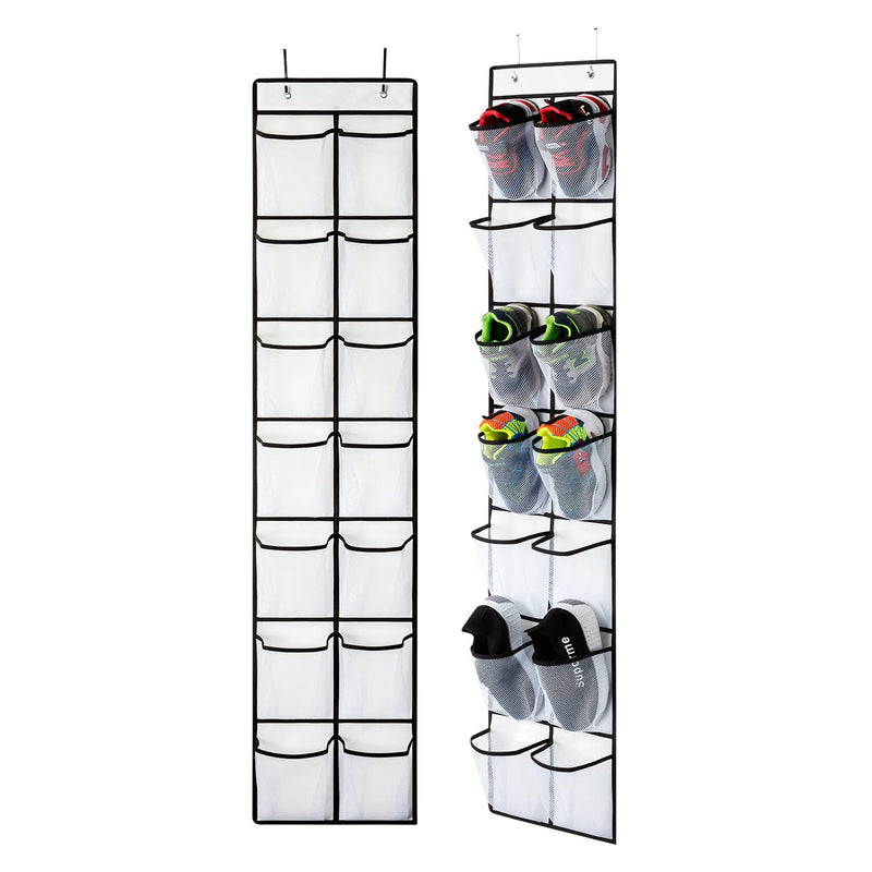 28 Pockets Over The Door Shoe Organizer, Hanging Shoe Organizer With 4 Hooks, Sh