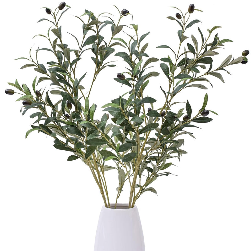 39 Inch Artificial Olive Branch Greenery Stems Fake Plants With 222 Leaves For