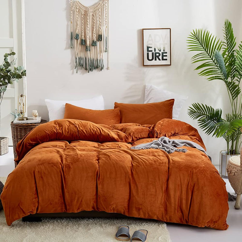 Burnt Orange Velvet Duvet Cover Set Queen Rust Bedding Sets Full Terracotta Be