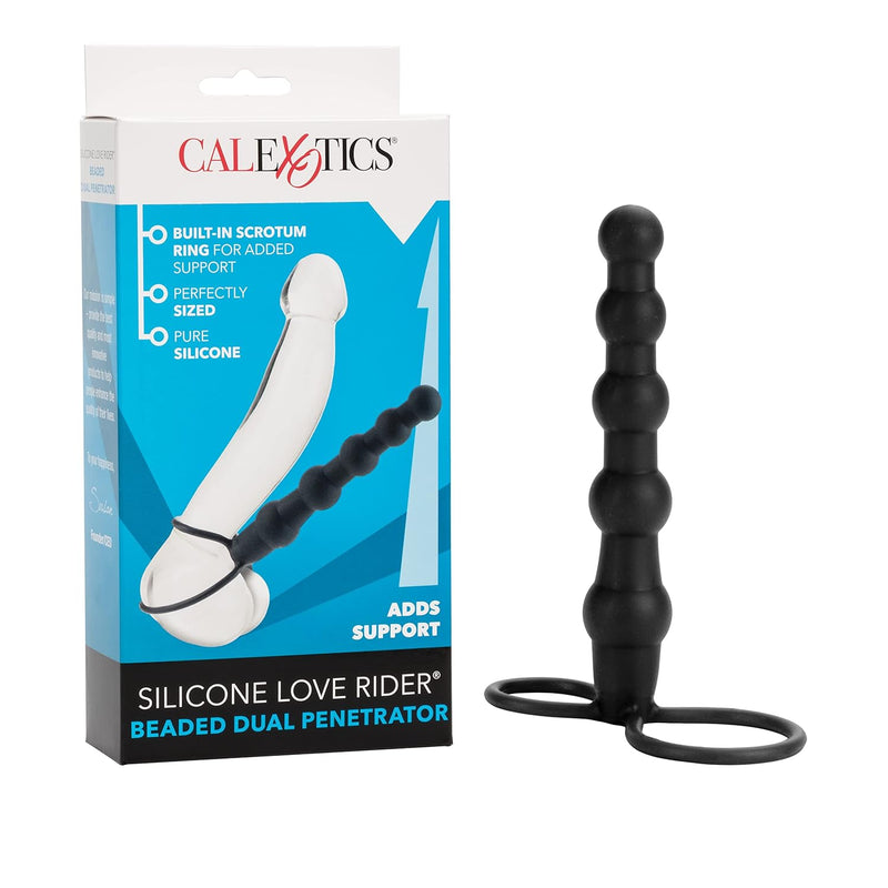 Novelties Silicone Love Rider Beaded Dual Penetrator, Black, 0.12 Pound