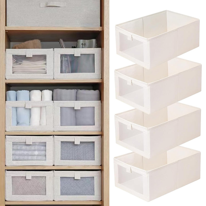 Linen Closet Organizers And Storage, 4 Pack Closet Storage Bins Linen Closet Bas