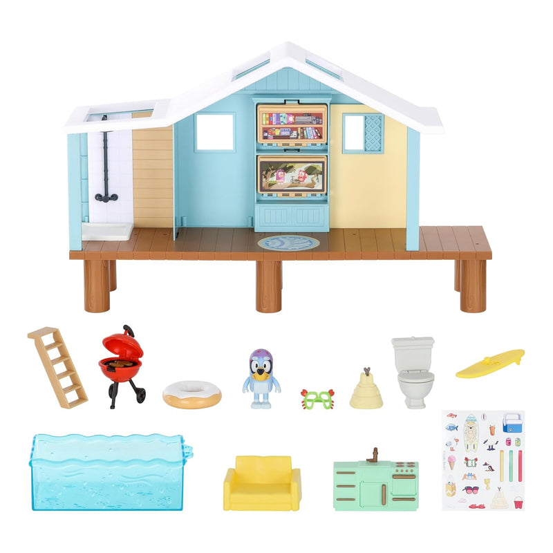 Beach Cabin Playset, With Exclusive Figure With Goggles. Includes 10 Play P