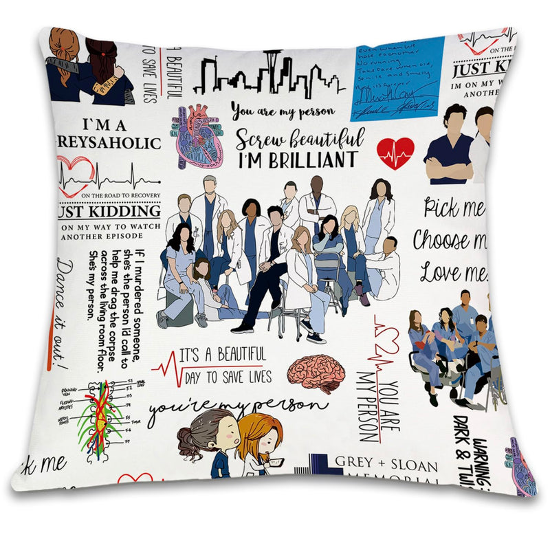 Tv Show Inspired Grey Sloan Memorial Hospital Pillow Cover, Doctor Anatomy Fan