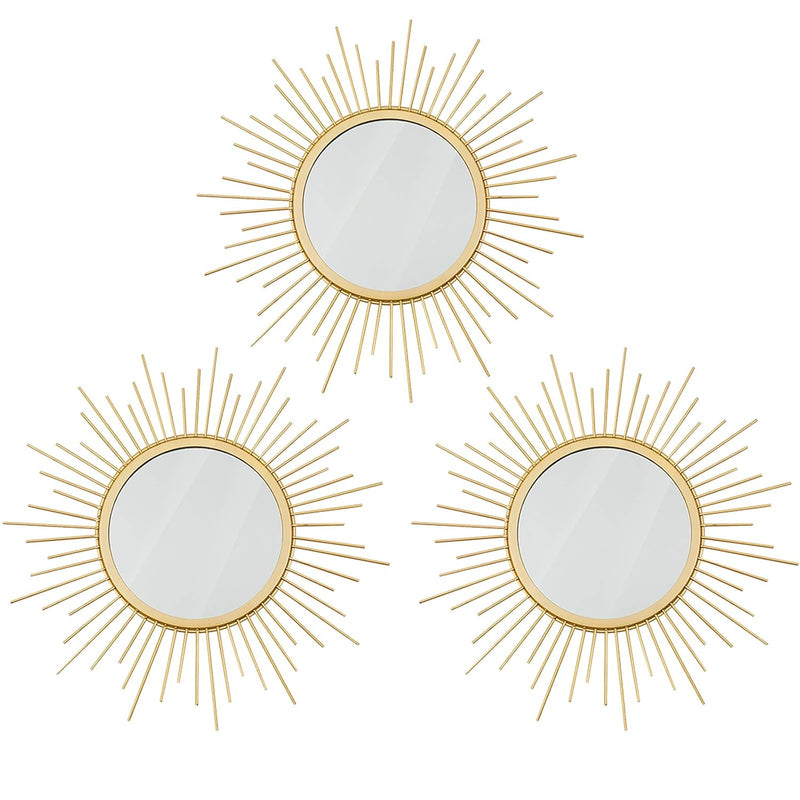 3 Set Gold Sunburst Mirrors For Wall Decorative Metal Mirrors Small Mirror Set