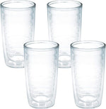 Clear & Colorful Tabletop Made in USA Double Walled Insulated Tumbler Travel Cup Keeps Drinks Cold & Hot, 16oz - 4pk, Clear