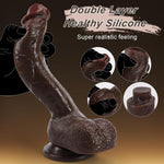 Realistic Dildo For Beginners, Black 8.4 Inch Soft Silicone Dildos With Strong Suction Cup For Hands-Free Play, Thick Anal Penis For Vagina Anal G-Spot Stimulating, Flexible Sex Toy For Women