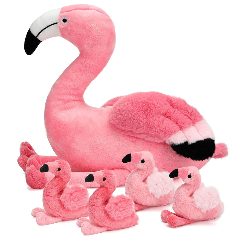 21Inch Flamingo Stuffed Animal Toys With 4 Babies Soft Plush Flamingo Insid