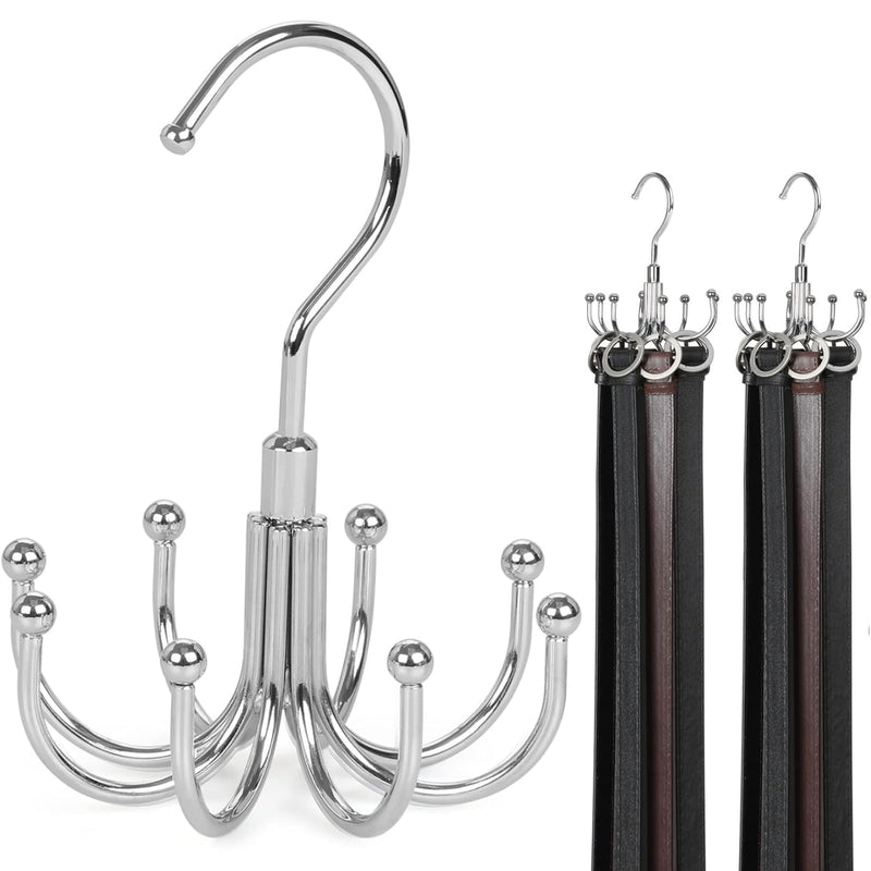 Belt Hanger For Closet 2-Pack, 360°Swivel Belt Rack, Belt Organizer With 8 Hangi