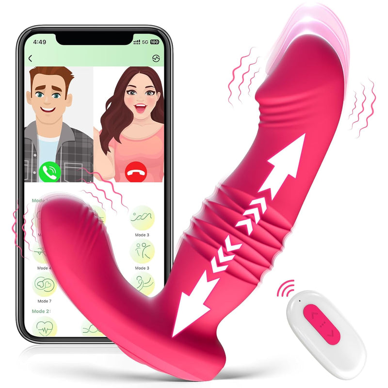 Wearable Clitoral G Spot Thrusting Vibrator, App Remote Control Clitoralis Panty Vibrator With 9 Thrusting & Vibrating Modes, G Spot Dildo Vaginal Butterfly Anal Adult Sex Toy For Women & Couples
