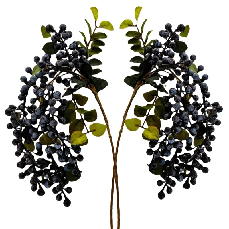 2 Pcs Artificial Berries Plastic Foam Blueberry Christmas Picks Floral Arrange