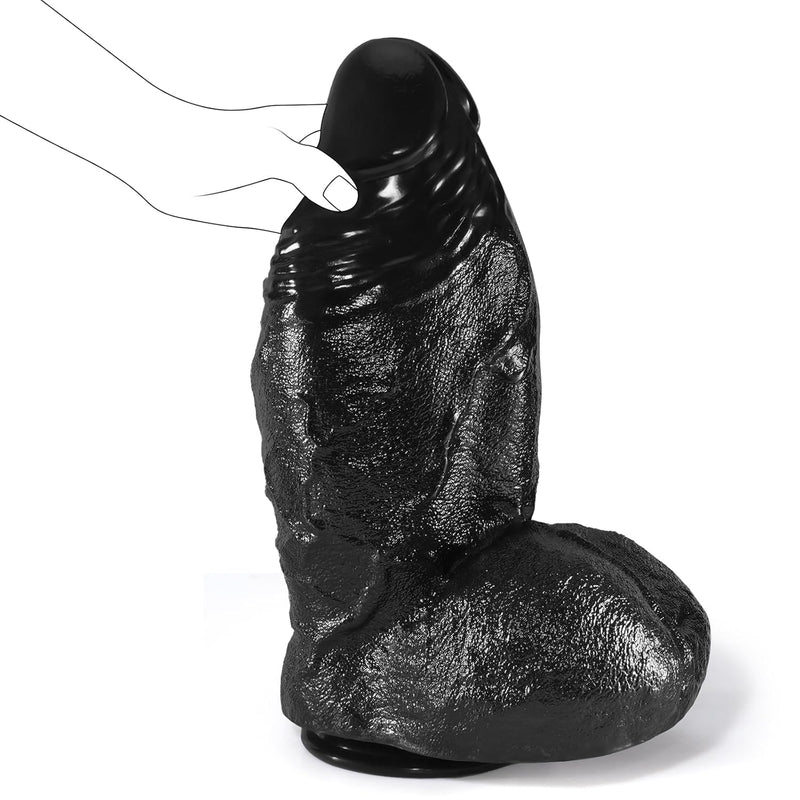 Large Thick Realistic Dildo, Giant Dildos G-Spot Anal & Vagina Stimulation For Women Men Players, Black Analdildo Massive Butt Plug Sex Toy For Advanced Player