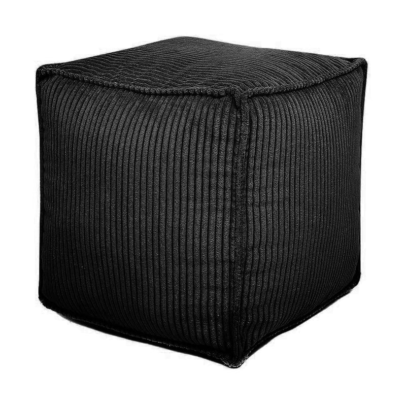 Black Square Pouf Ottoman Cover, 17.7" Unstuffed Poufs For Living Room, Bed Ro