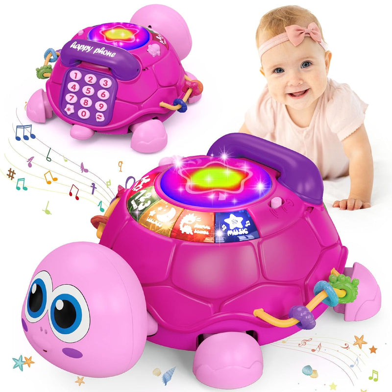 Baby Infant Light Up Music Turtle Toys, Baby Toys 6 To 12 Months With Phone