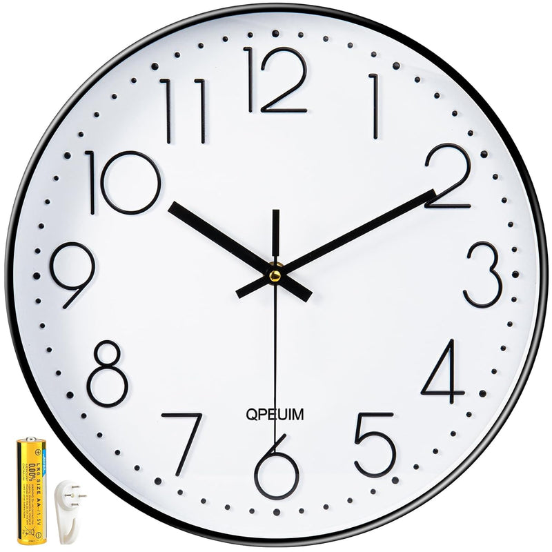 Wall Clock 12 Inch Wall Clocks Non-Ticking Battery Operated With Stereoscopic