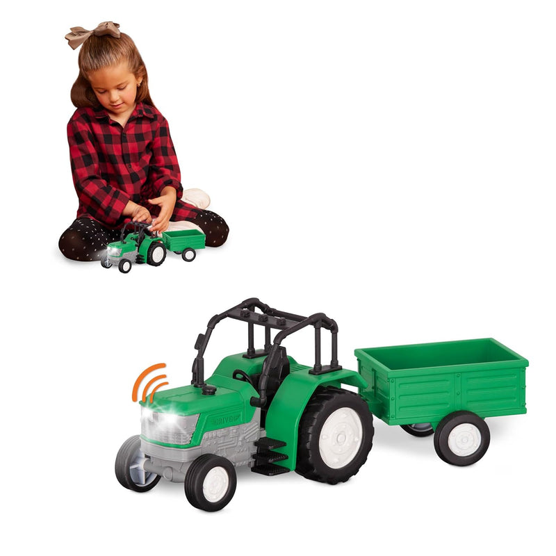 Small Toy Tractor & Trailer Farm Vehicle Toy For Kids Lights & Sounds Movab