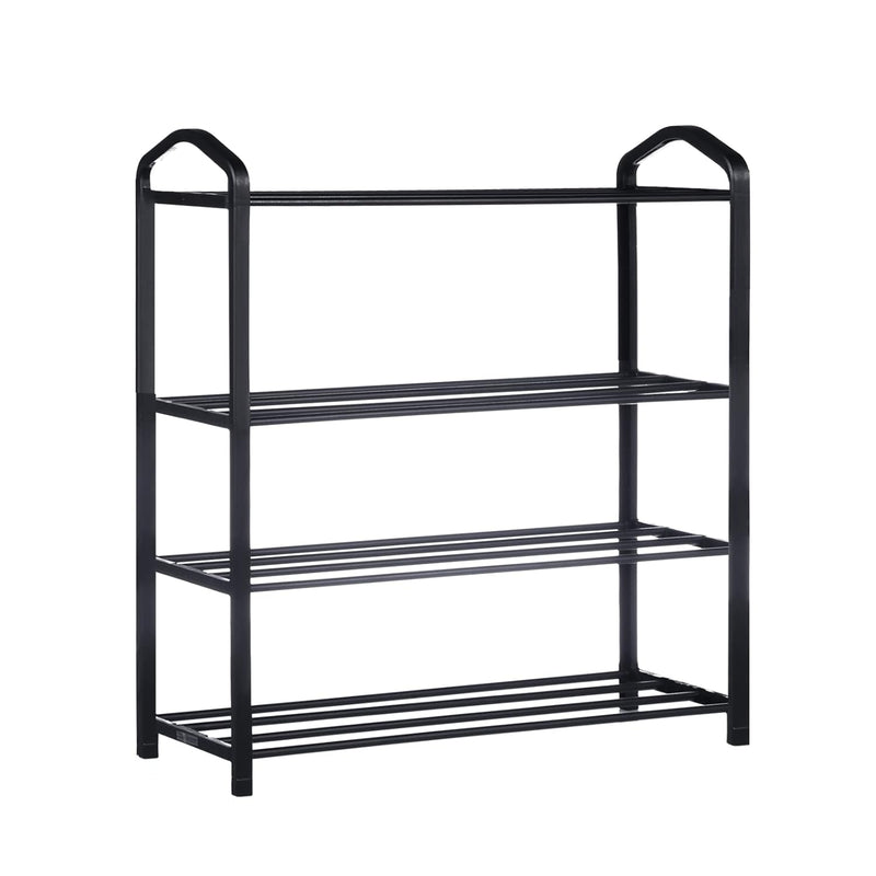 4-Tier Stackable Shoe Rack, 12-Pairs Sturdy Shoe Shelf Storage , Black Shoe Towe