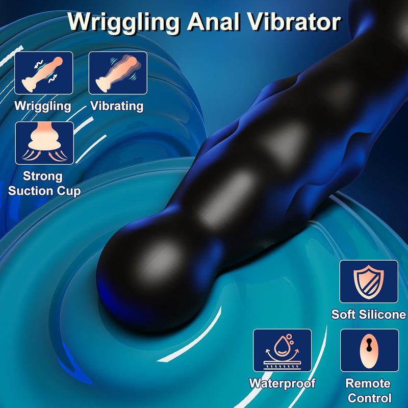 Anal Plug Male Sex Toys, Wriggling Prostate Massager Anal Vibrator Adult Sex Toy For Men Women Couple, Remote Control Anal Dildo Butt Plug With Suction Cup, 10 Wriggling & 10 Vibrating Anal Beads