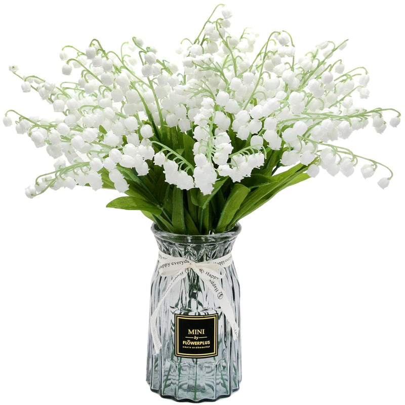 12 Pcs Artificial Lily Of The Valley Faux White Bell Flowers Wind Chime Orchid