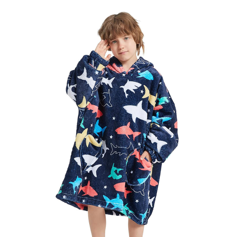 Wearable Blanket Hoodie For Kids 4-12Yr,Oversized Sherpa Hooded Wearable Blank