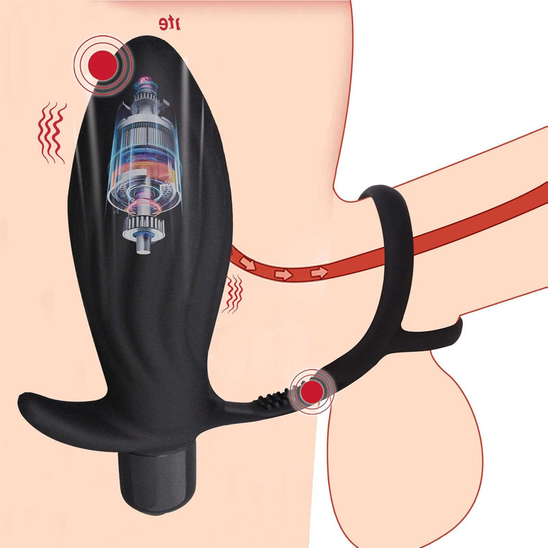Vibrating Elastic Penis Sleeve Penis Vibrator, Couples Adult Sex Toys For Men Vibrator With 10 Modes, Vibrating With Ring For Penis & G Spot Stimulation (B)