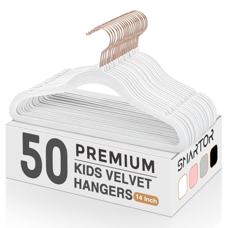 Kids Velvet Hangers 50 Pack, 14'' Inch Premium Non Slip Kids Felt Hangers For Cl
