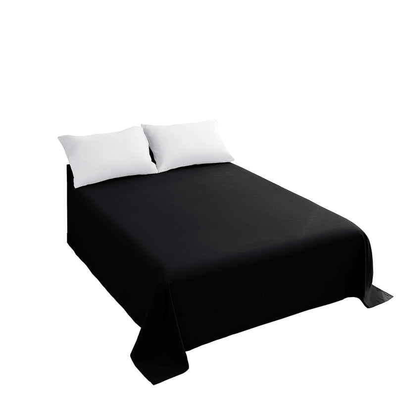 King Flat Sheet Black Top Sheet, Premium Hotel 1-Piece, Luxury And Soft 1500 T