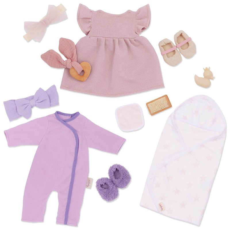 13 Pc Fashion Set Baby Doll Clothes Pajama, Dress & Bath Accessories Imagin