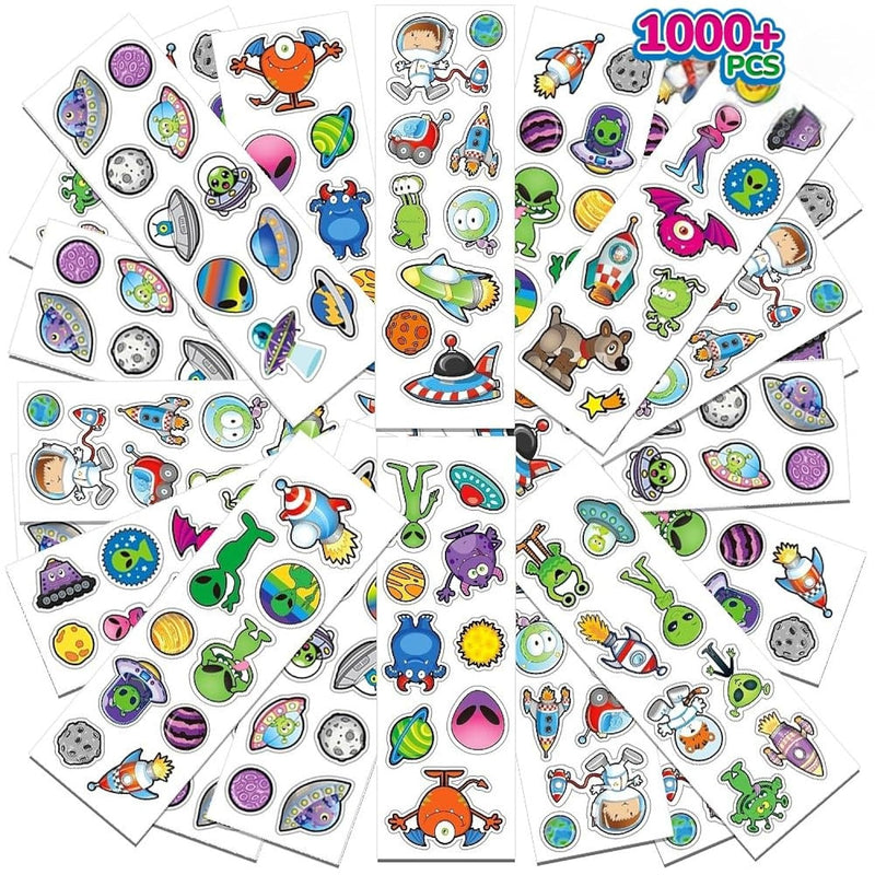 1000+ Alien Stickers, 100 Sheets Space-Themed Party Favors & Craft Supplies