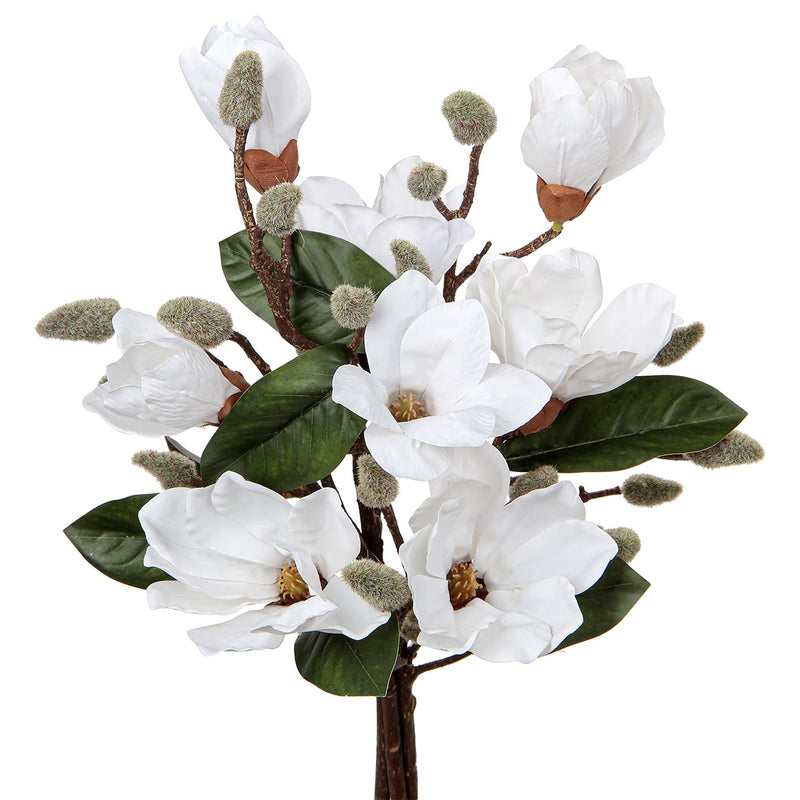 Magnolia Fake Flowers Artificial Flower Magnolia Stems 17.7" Real Touch Magnol